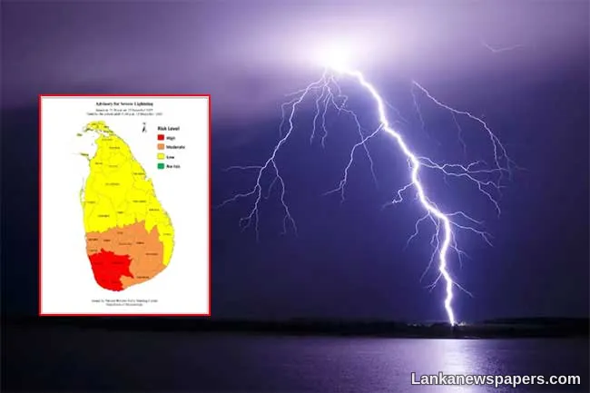 Advisory issued for severe lightning