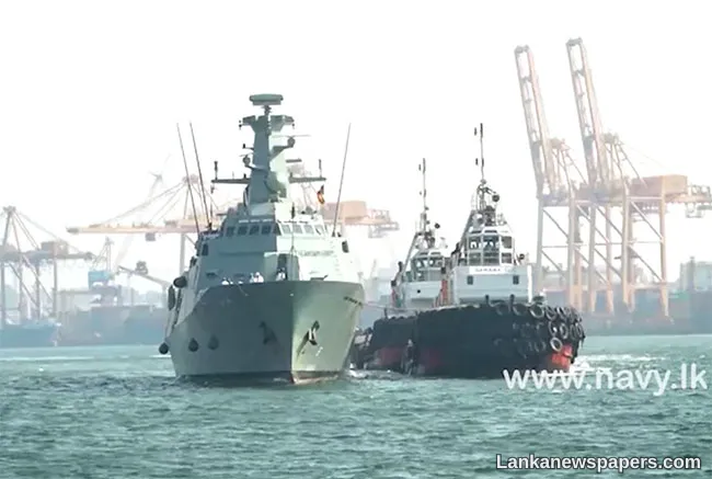 Royal Navy of Oman vessel Sadh arrives at Colombo Port