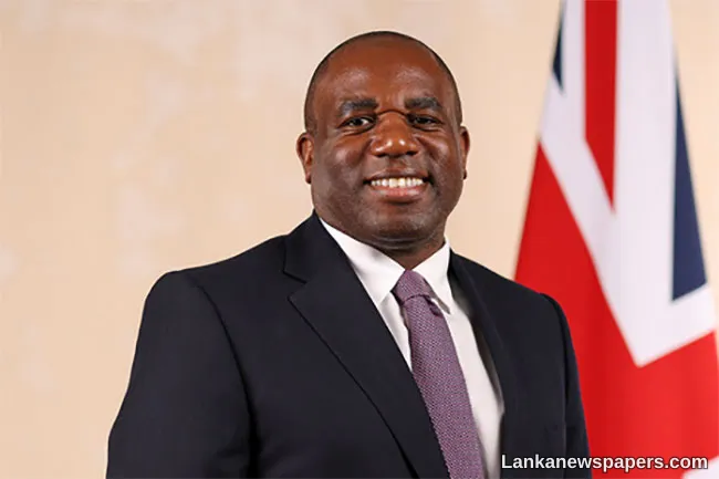UK Deputy PM David Lammy to visit Sri Lanka tomorrow to strengthen bilateral ties