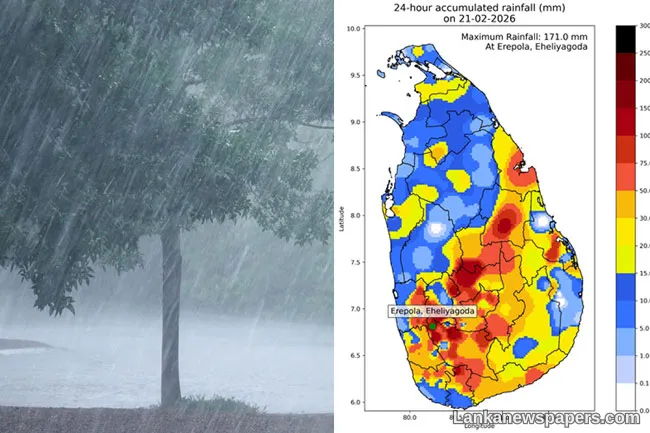 Eheliyagoda records highest rainfall; Thundershowers likely this afternoon