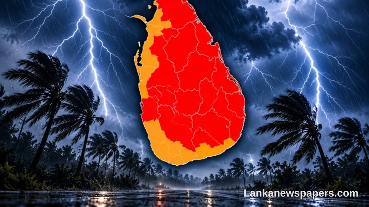 Met Department Issues Red Alert Warning of Severe Lightning and Strong Winds Across Sri Lanka