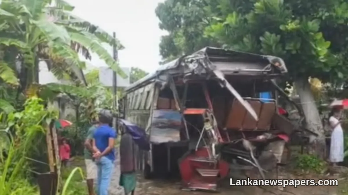 Ten Children Hurt as School Bus Strikes Train at Koggala Level Crossing; Driver and Conductor Taken Into Custody