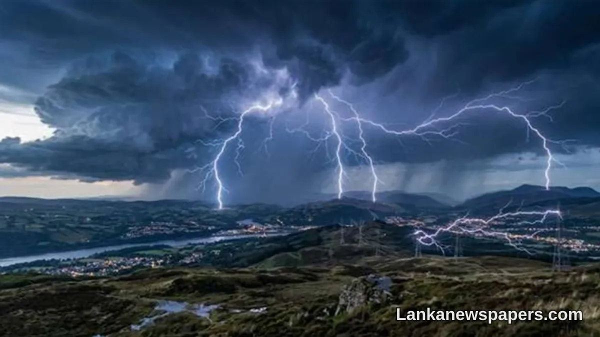 Met Department Issues Amber Lightning Warning for Eastern, Uva Provinces and Two Districts