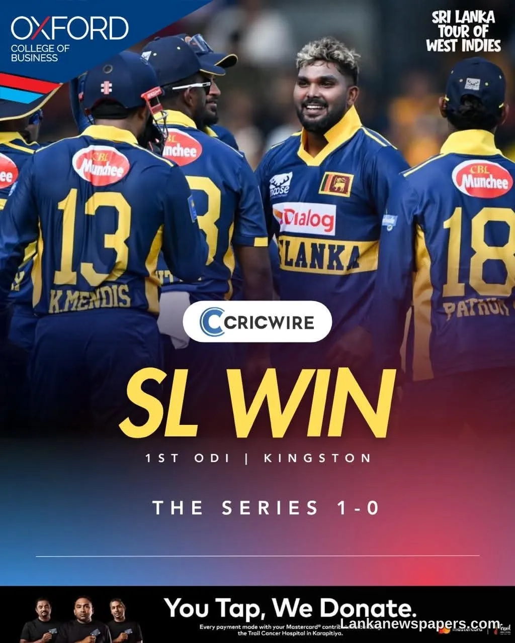 Sri Lanka Claim Dominant 41-Run Victory Over West Indies in Opening ODI