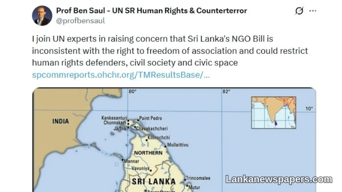 UN Rights Experts Sound Alarm Over Sri Lanka's Controversial NGO Regulation Bill