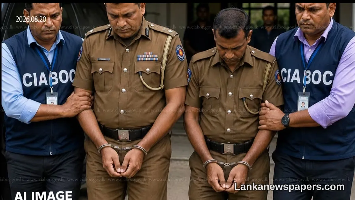 දූෂණ විරෝධී ආයතනයේ මෙහෙයුමකින් පොලිස් නිලධාරීන් දෙදෙනෙකු අල්ලස්罪 සම්බන්ධයෙන් අත්අඩංගුවට