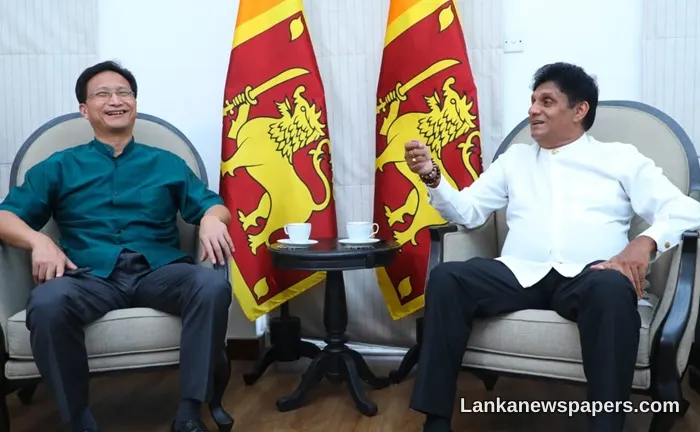Outgoing Chinese Ambassador Qi Zhenhong Holds Farewell Meeting with Opposition Leader Sajith Premadasa