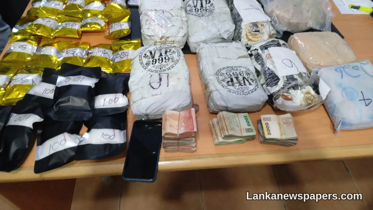 Major Drug Bust in Wellampitiya: Over 12kg of Heroin and Ice Seized, Suspect in Custody