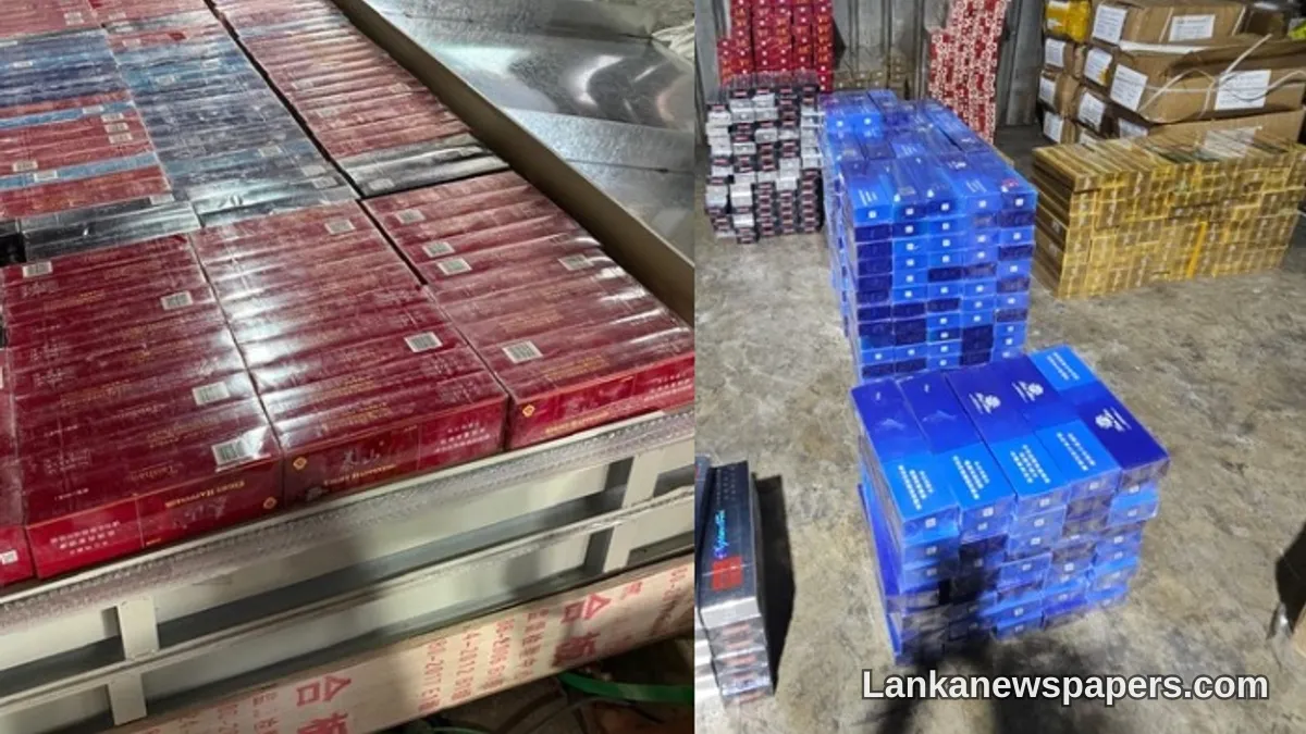 චීනයෙන් ආනයනය කළ ලෝහ දොරවල් තුළ සඟවා ගෙනා සිගරට් 200,000ක් ශ්රී ලංකා රේගුව අල්ලයි