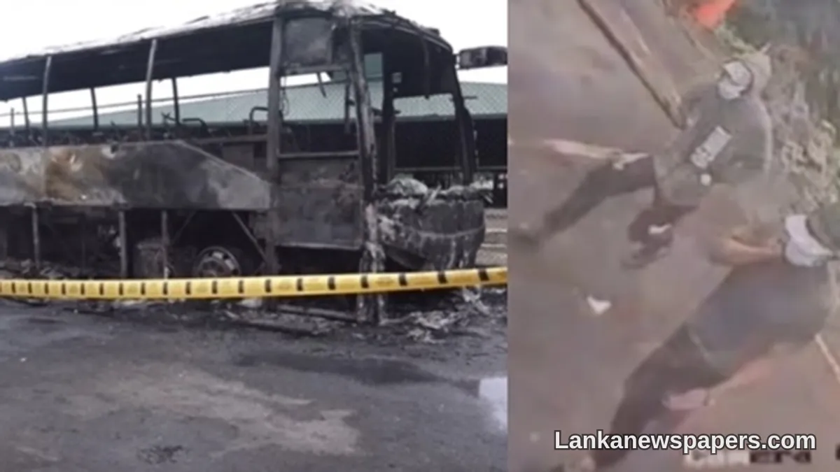 Masked Arsonists Caught on Camera in Kaduwela Luxury Bus Attack