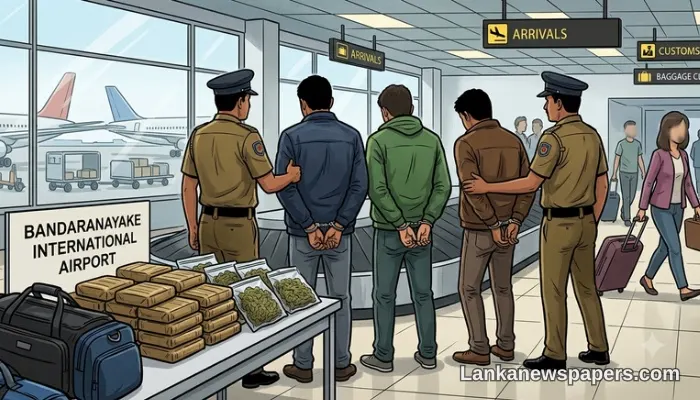 Four Nabbed at Bandaranaike Airport in Major Drug Bust Seizing Over 12kg of Hashish and Kush