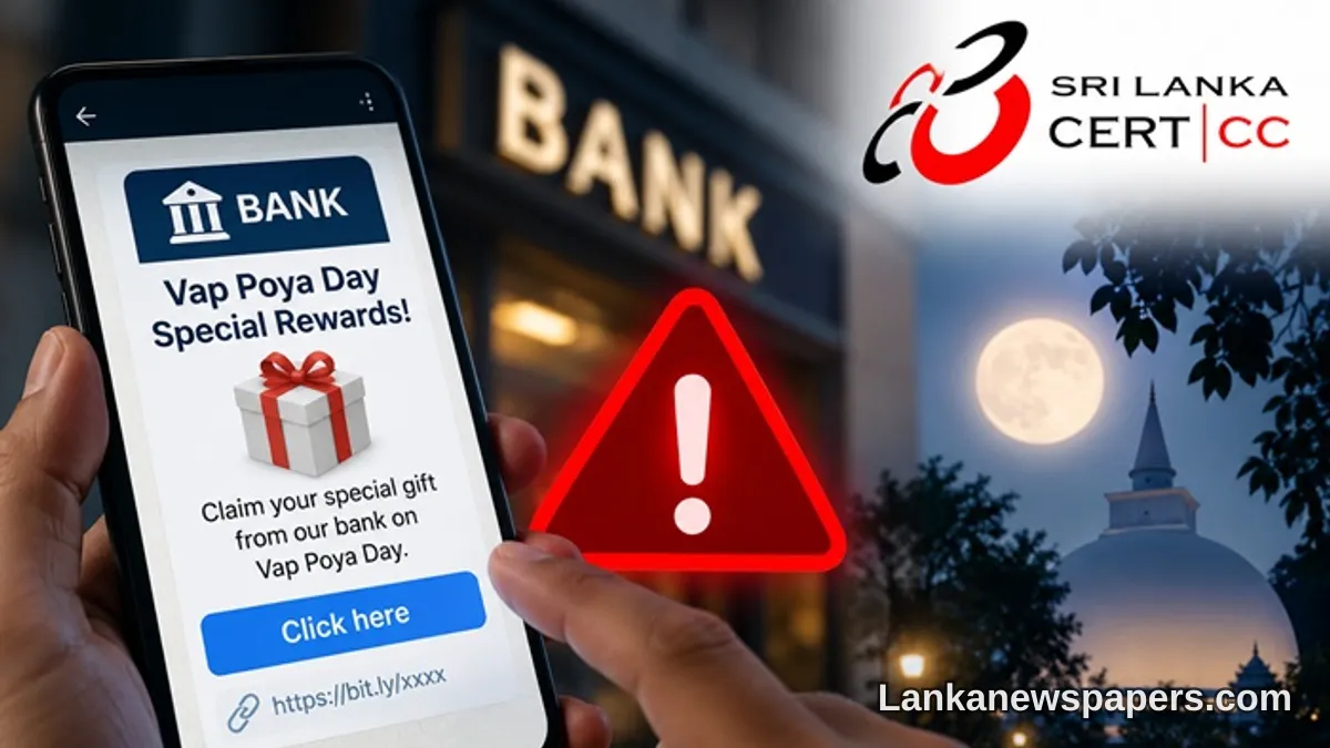 SLCERT Warns Public About Fake Bank Rewards Message Circulating on Social Media Ahead of Vap Poya