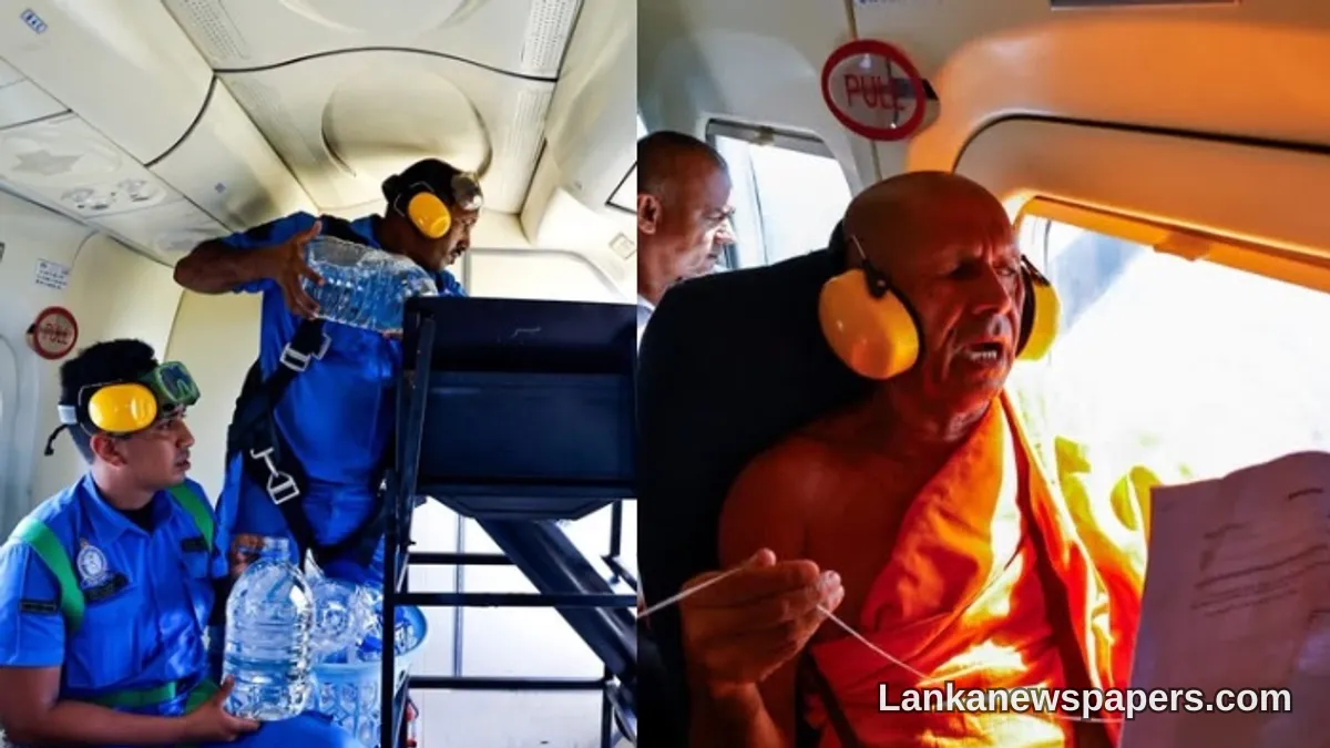 ශ්‍රී ලංකා ගුවන් හමුදාව වැසි පතා අහසින් පිරිත් වතුර සිதු කරයි