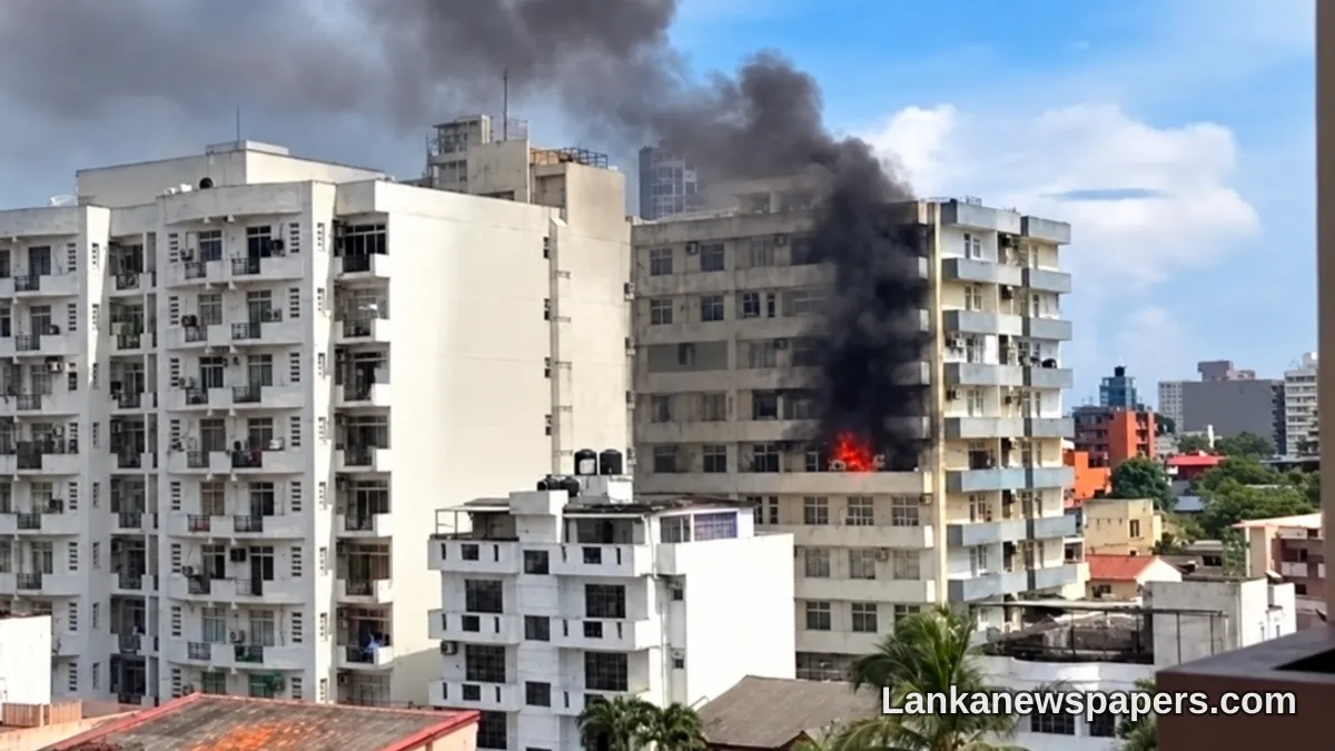 Fire Erupts on Fourth Floor of Bambalapitiya Apartment Building