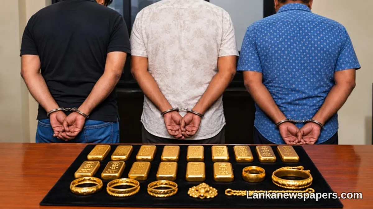 Three Indians Nabbed in Colombo for Allegedly Smuggling Over 775 Grams of Gold