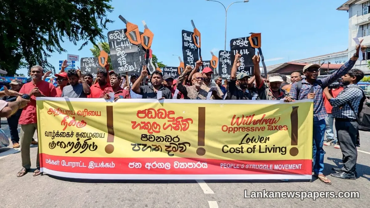 Jana Aragala Movement Takes to Colombo Streets in Protest Against Government Tax Policies