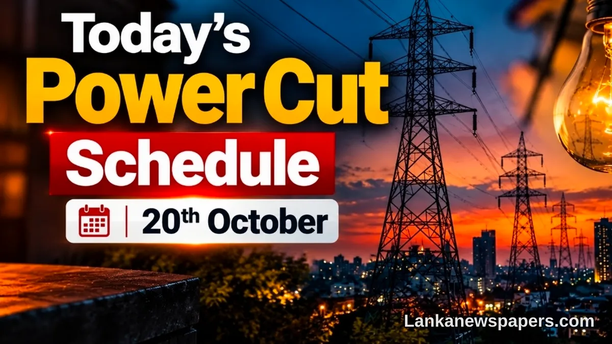 Power Interruption Schedule for Sri Lanka — 20th October