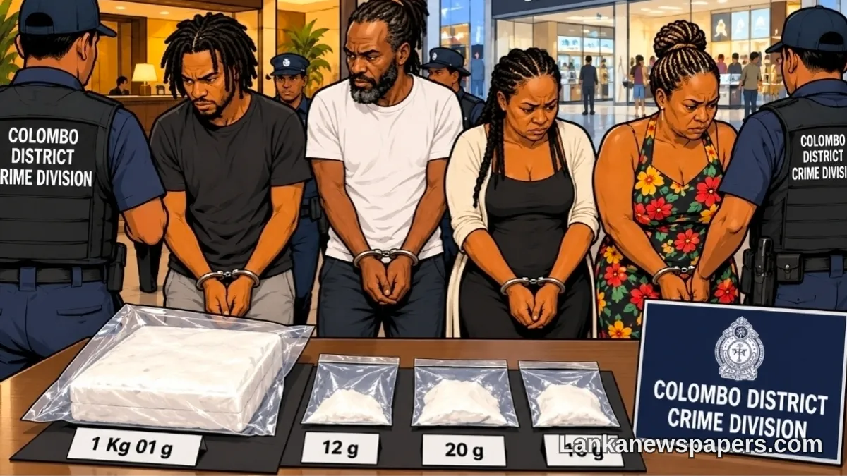 Four Jamaicans Arrested in Colombo After Police Raid Uncovers Over 1kg of Cocaine