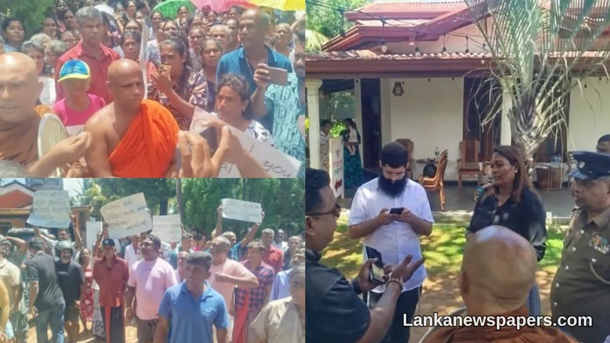 Buddhist Monks and Villagers Unite in Protest Against Chabad House Establishment in Hiriketiya