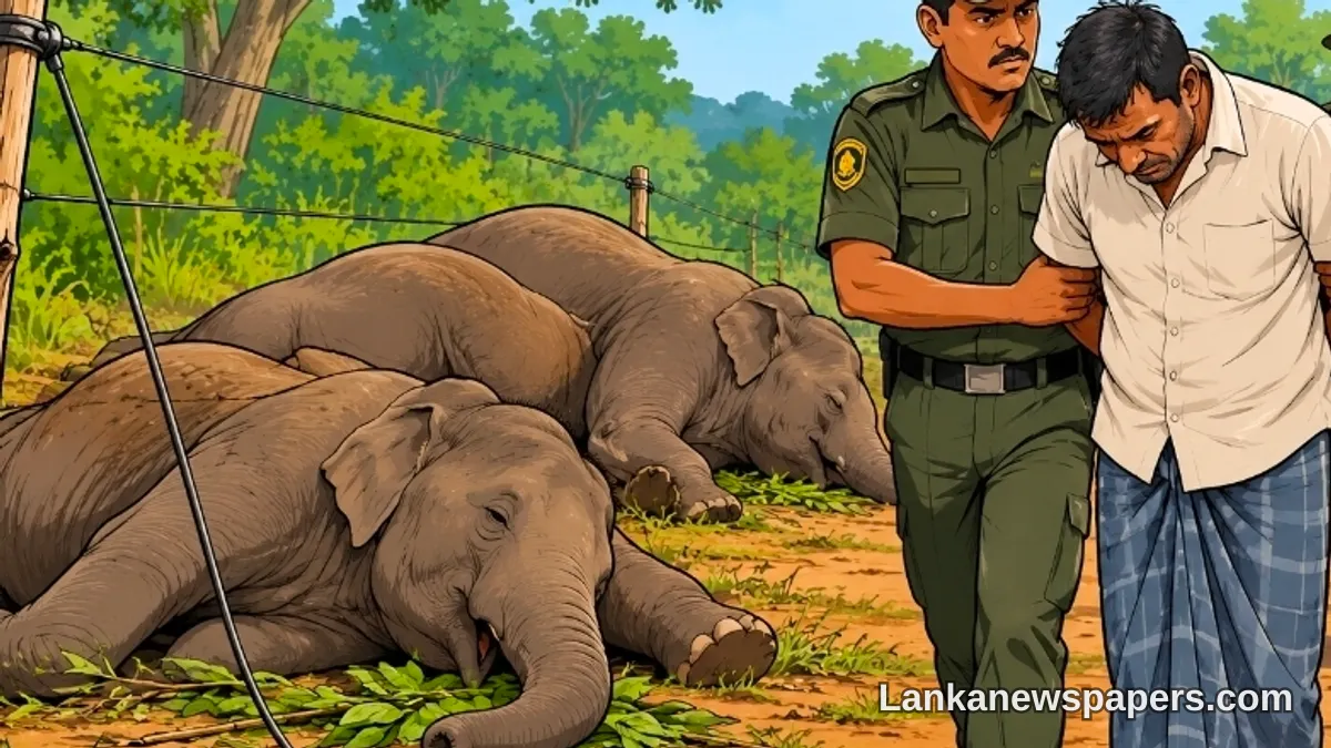 Landowner Nabbed Over Electrocution Deaths of Two Wild Elephants in Rambewa
