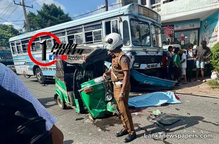 Three-Wheeler Driver Killed in Fatal Head-On Collision with Bus Near Gothatuwa