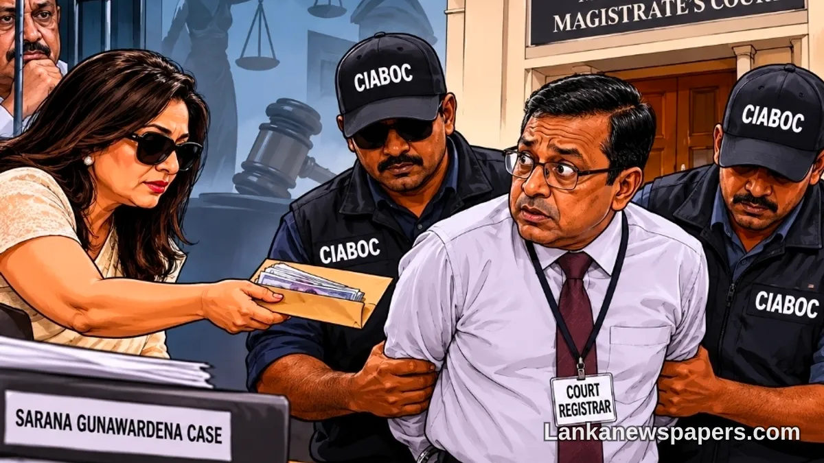 හිටපු මන්ත්‍රීවරයෙකුගේ බිරිඳ සම්බන්ධ අල්ලස් මෙහෙයුමකින් මිනුවන්ගොඩ අධිකරණ රෙජිස්ට්‍රාර් අත්අඩංගුවට