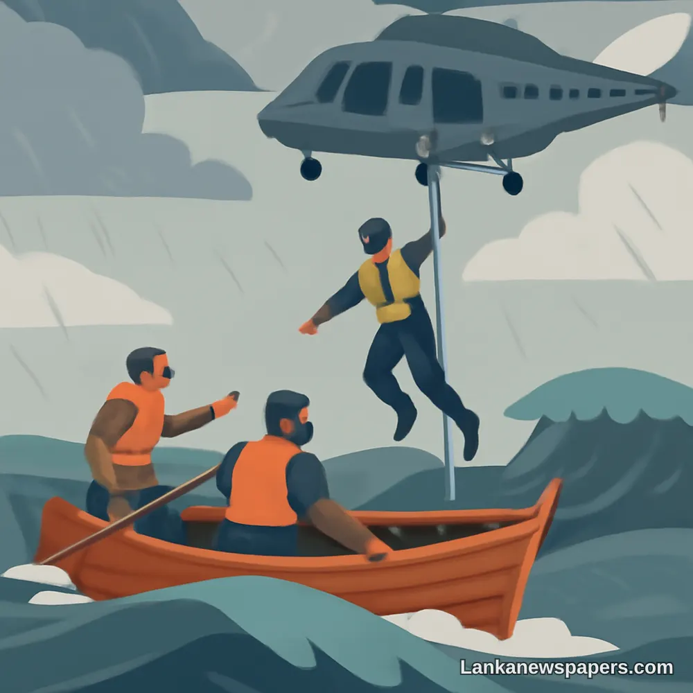 Sri Lanka Navy Rescues Two Fishermen Stranded at Sea Amid Adverse Weather