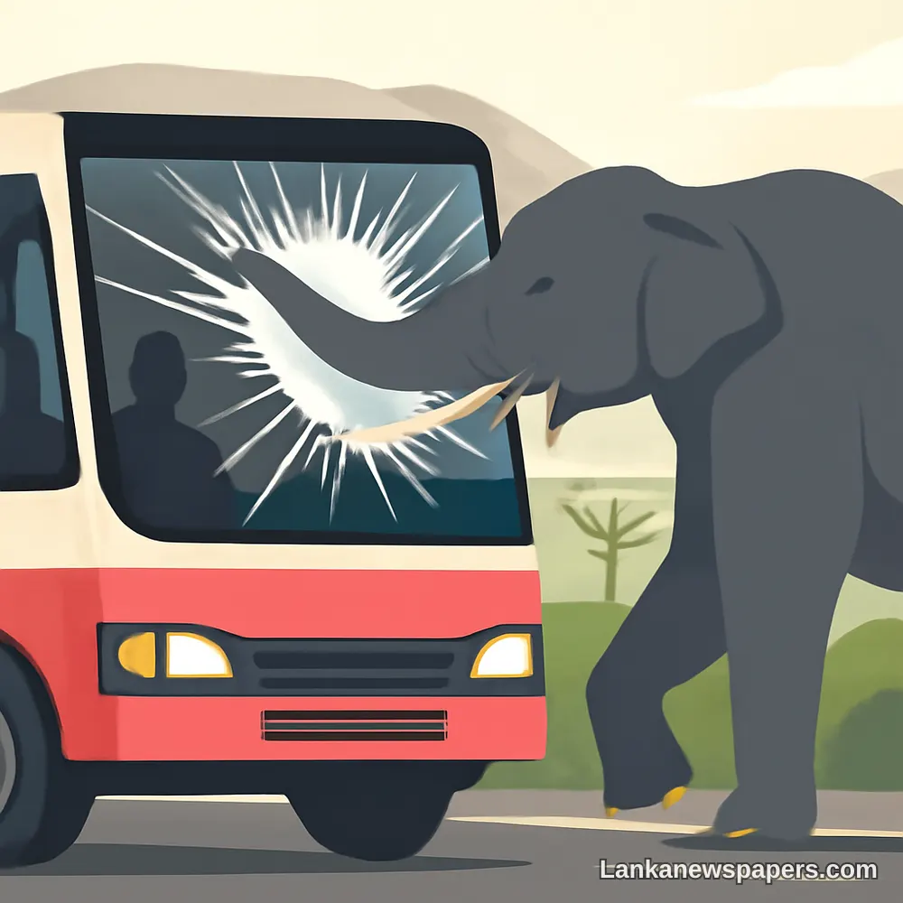 Wild Elephant Smashes Through Bus Windscreen in Terrifying Roadside Attack