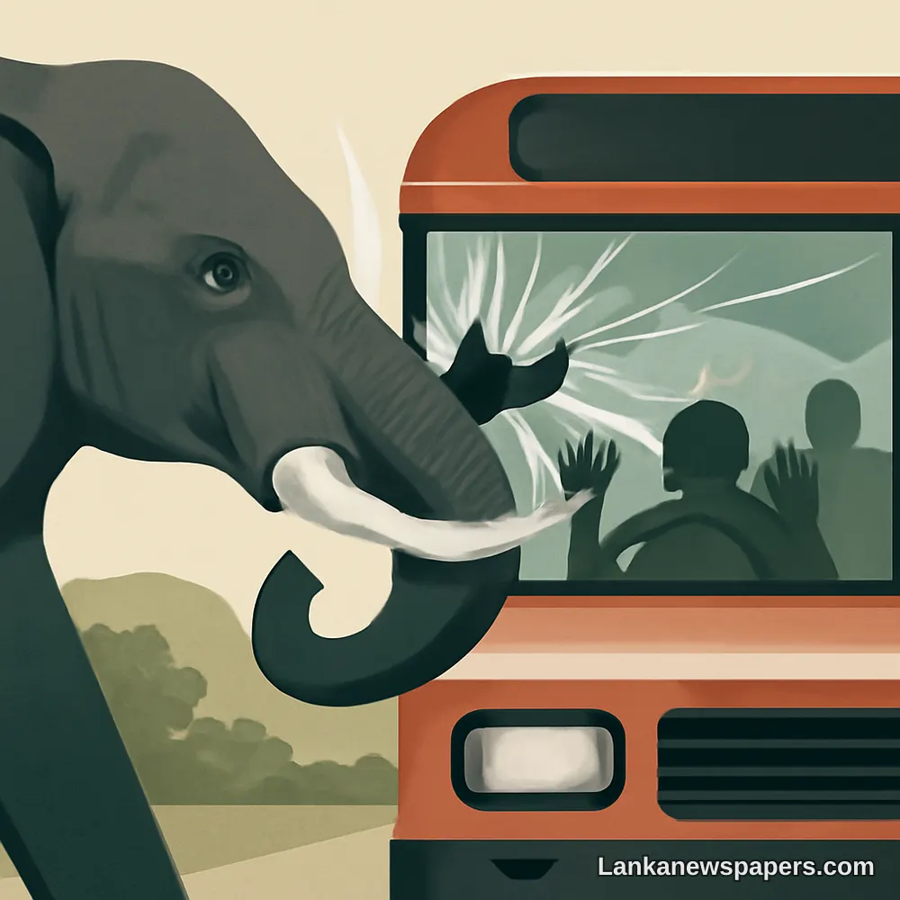 Wild Elephant Smashes Through Bus Windscreen in Terrifying Sri Lanka Attack