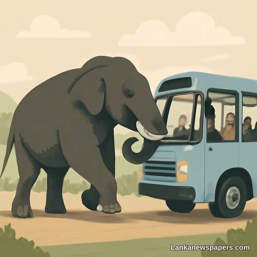 Wild Elephant Charges Air Force Bus in Sri Lanka — All Passengers Escape Unharmed