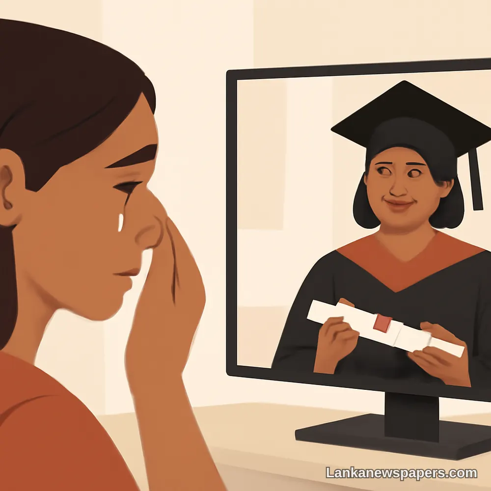 දුබායිහි සිටි ශ්රී ලාංකික දියණිය සජීවී තිරයෙන් අවුරුදු 56 වැකි මවගේ මාස්ටර් උපාධිය නරඹමින් කඳුළු සැලූවාය