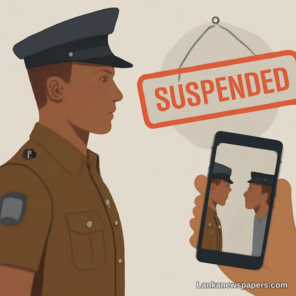 ගැටුම්කාරී වීඩියෝවක් වෛරස් වීමෙන් පසු ශ්‍රී ලංකා පොලිස් නිලධාරියෙකු අත්හිටුවයි