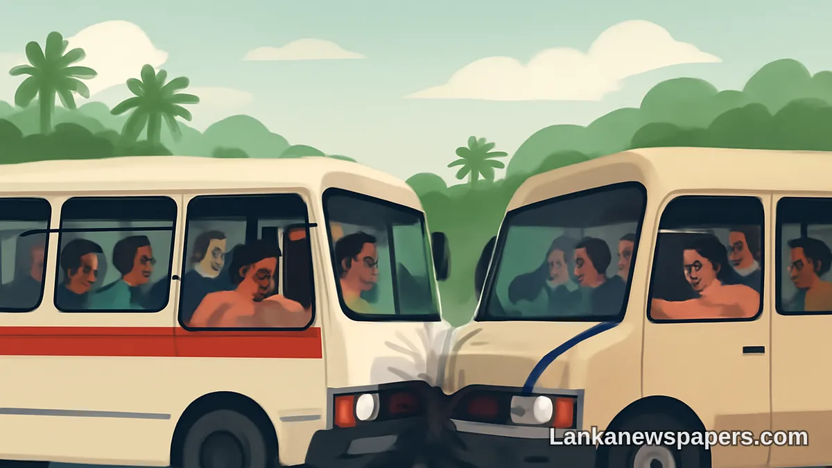 කේගල්ලේදී බස් රථ දෙකක් ගැටී මගීන් විස්සක් තුවාල ලබයි