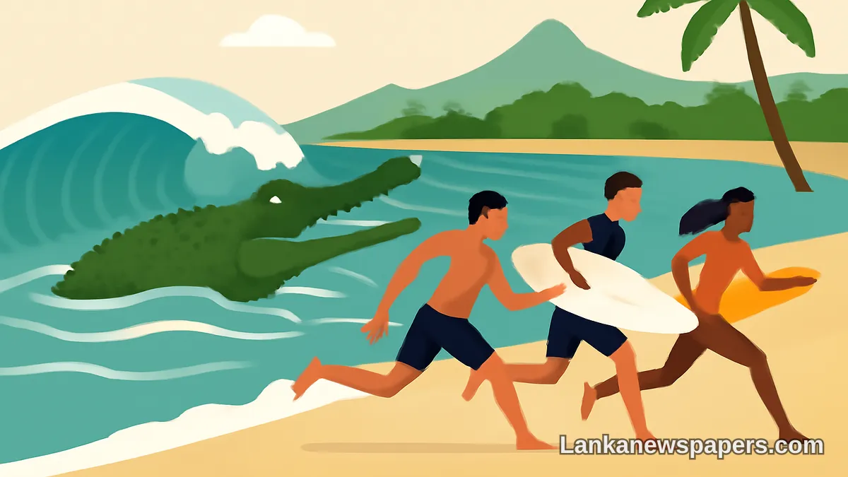 Crocodile Crashes Sri Lanka Surf Spot, Sending Surfers Fleeing in Dramatic Incident