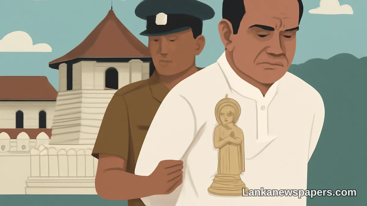 කන්දේ රාජකීය මාළිගාවෙන් අගනා පුරාවස්තුවක් සොරකම් කිරීම සම්බන්ධයෙන් හිටපු ඇමතිවරයෙකු අත්අඩංගුවට