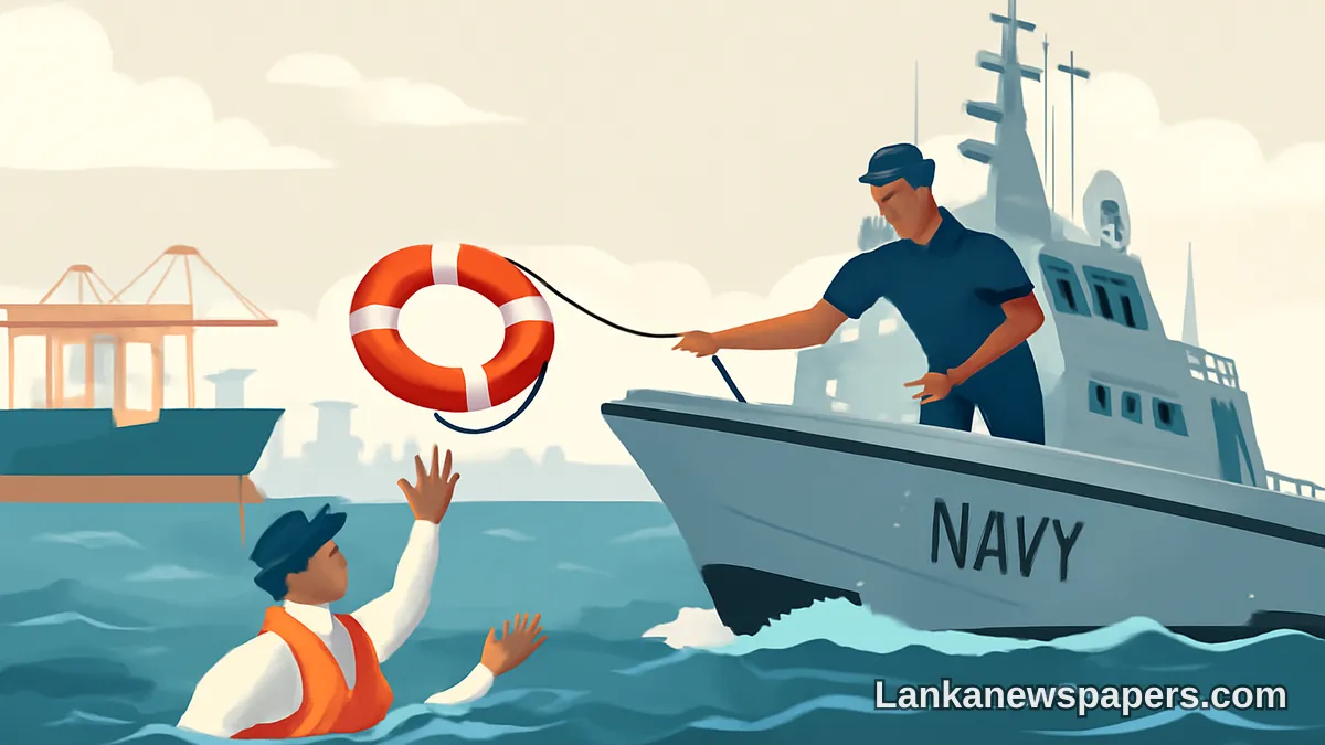 කොළඹ වරායේදී මුහුදට වැටුණු වරාය නියාමකයෙකු ශ්රී ලංකා නාවික හමුදාව බේරාගනී