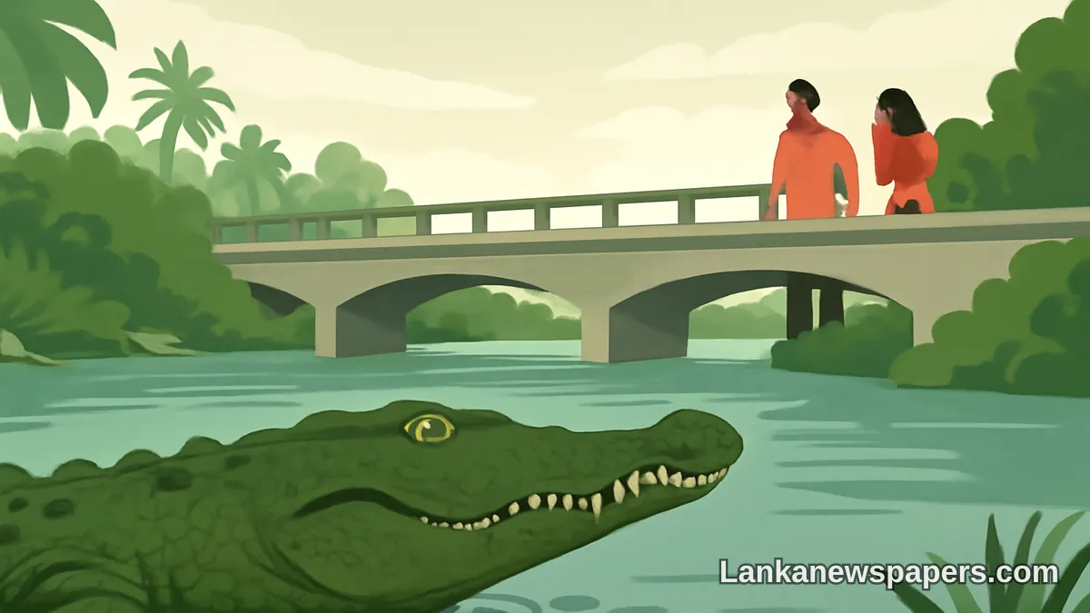 Large Crocodile Sighted Near Karadiyana Bridge, Alarming Local Residents