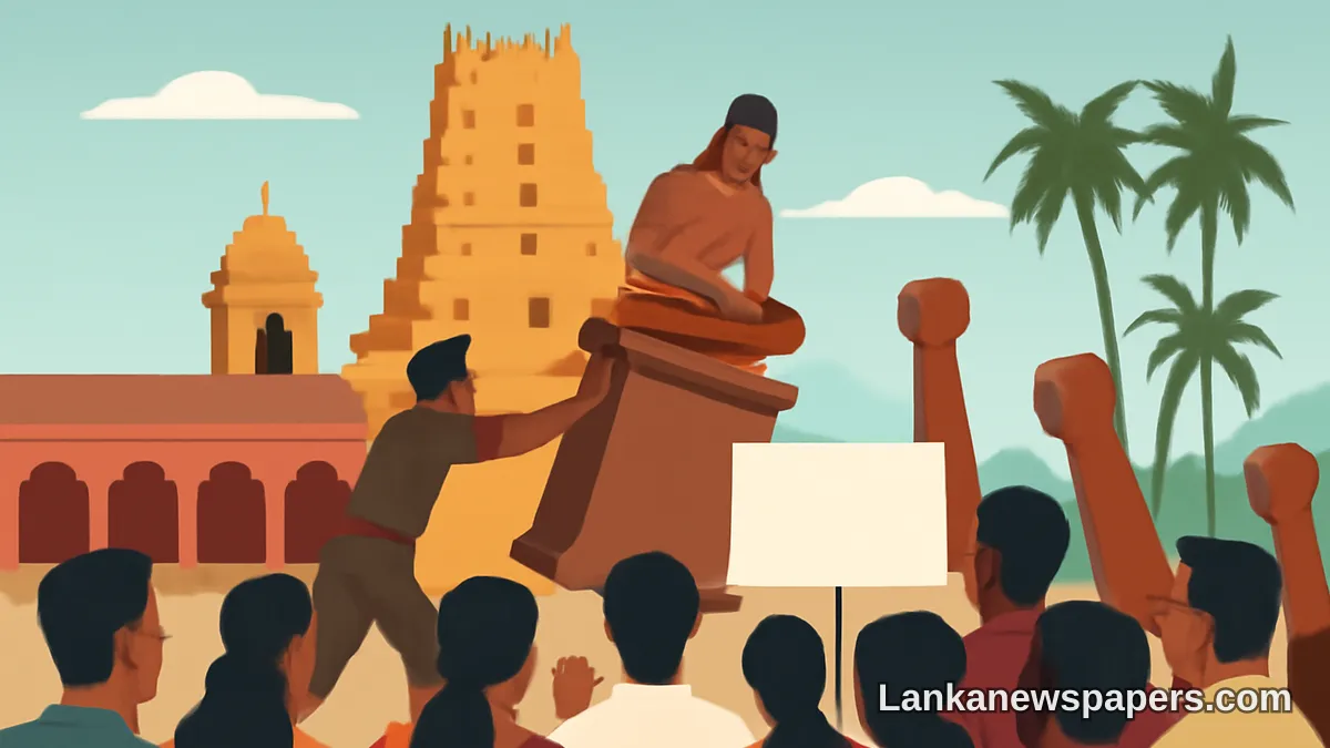 Nallur Residents Protest After Police Remove Thileepan Statue in Northern Sri Lanka