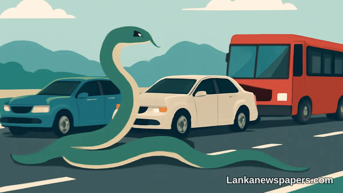 Snake on the Road: Emergency Stop on Sri Lanka Expressway Causes Three-Vehicle Pile-Up
