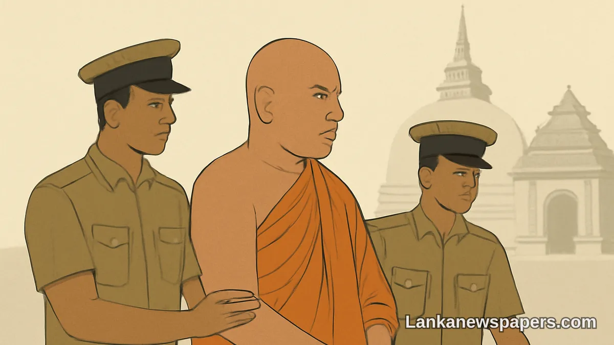 Bodu Bala Sena Chief Gnanasara Thero Taken Into Custody at Kalutara Temple