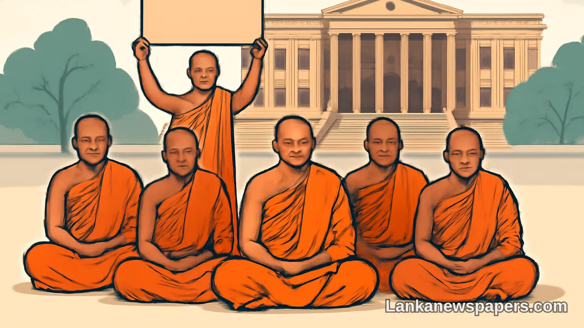 Buddhist Monks' Sit-In Demanding Pardon for Ven. Gnanasara Thera Stretches Into Sixth Day