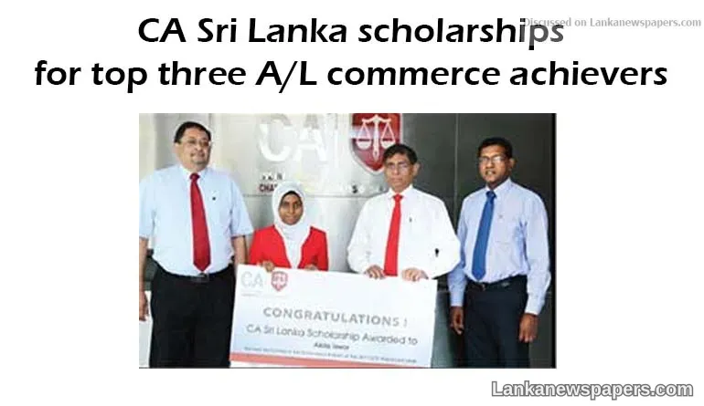 CA Sri Lanka scholarships for top three A/L commerce achievers