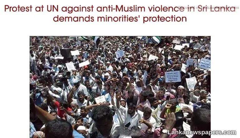 Protest at UN against anti-Muslim violence in Sri Lanka demands minorities' protection