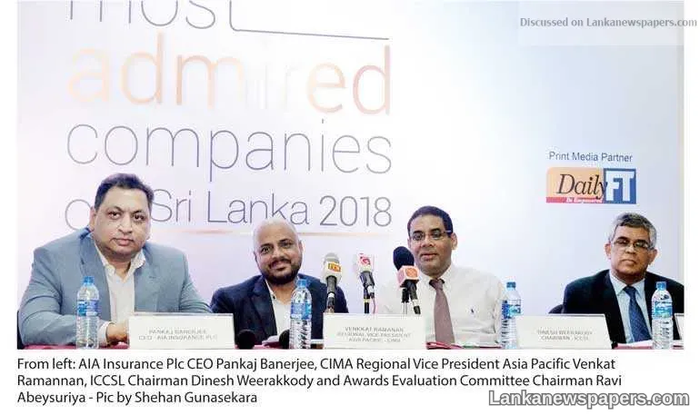 CIMA, ICCSL to fete SL’s most admired companies