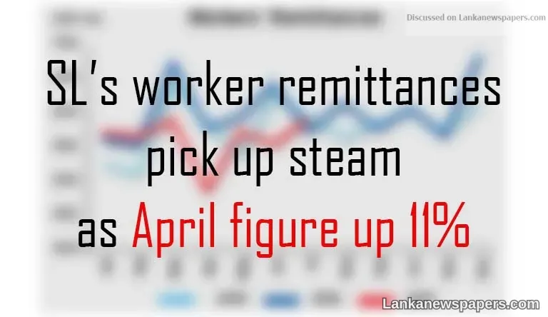 SL’s worker remittances pick up steam as April figure up 11%