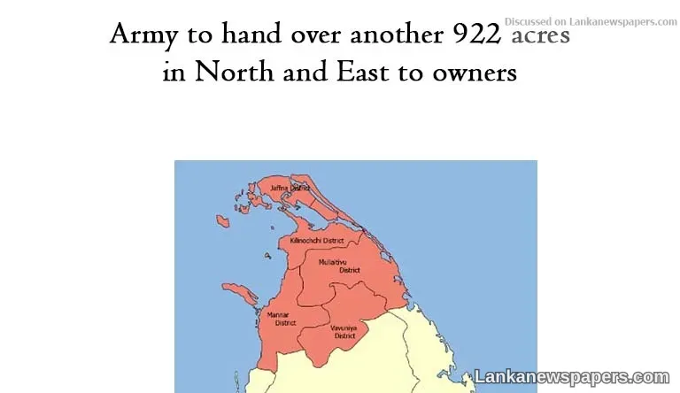 Army to hand over another 922 acres in North and East to owners