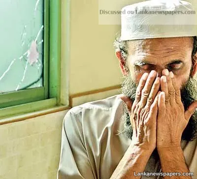 A Muslim devotee prays inside the Minuwangoda Jumma Mosque