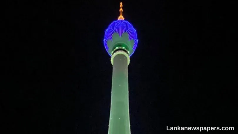 Lotus tower lights up for Vesak