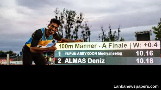 LNP - Yupun Abeykoon shatters 100m record in Germany to be crowned fastest in South Asia