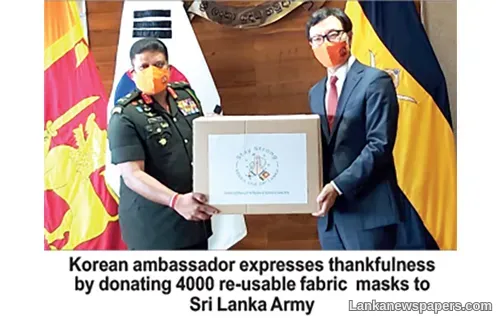 LNP - . Korea donates 4000 re-usable fabric masks to SL Army